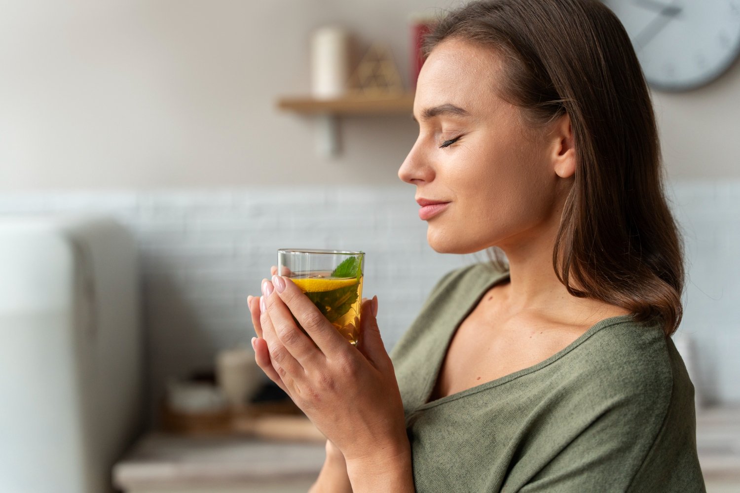 drinking herbal tea