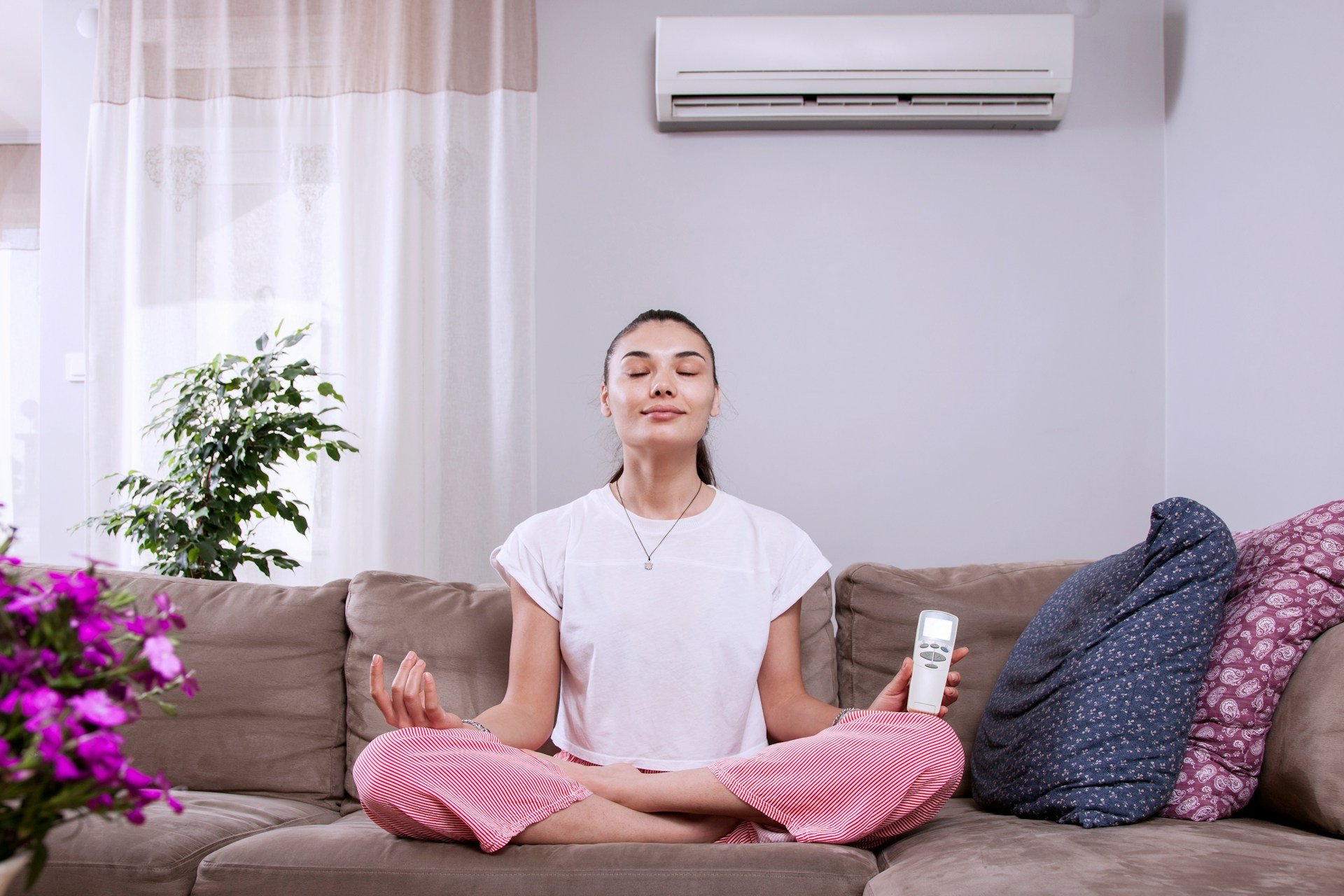 woman relaxing because of air purifier