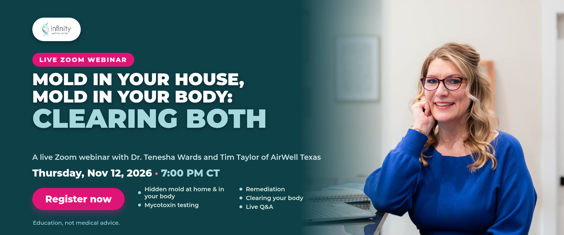 Mold In Your House, Mold In Your Body webinar, Thu Nov 12, 7 PM CT