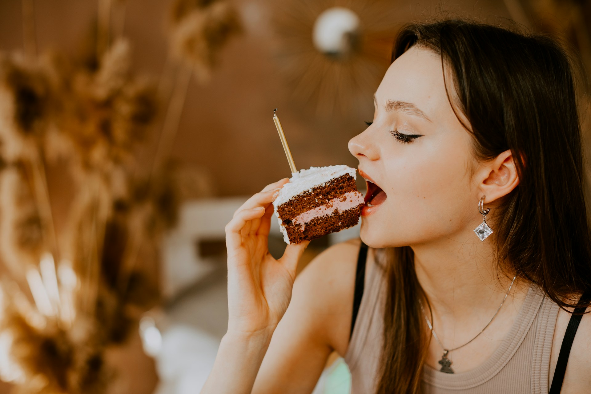 woman eating cake